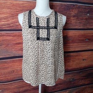 Rebecca Taylor Silk top Women's size 4 Raw Edge Short Sleeve Pleated Top